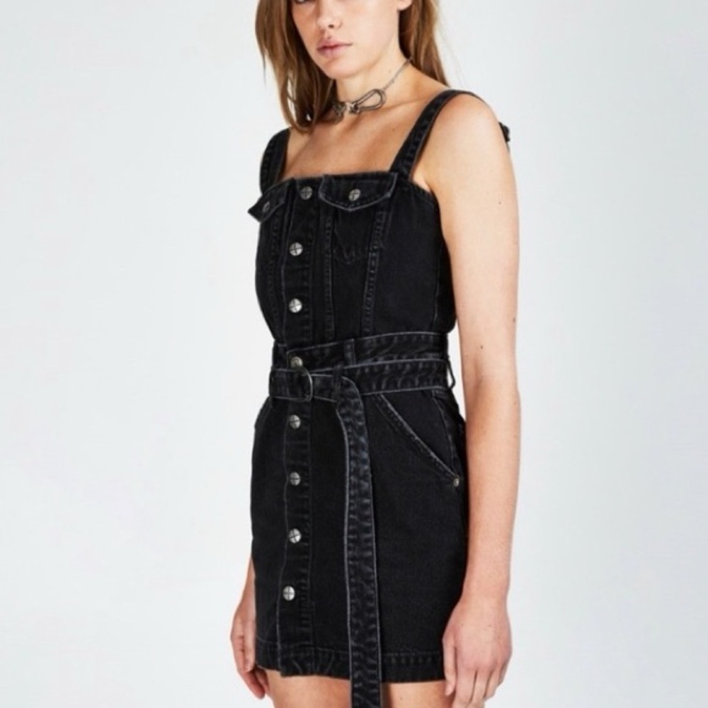 Ksubi DEEJAY DRESS VENOM Black Denim Dress with Belt Size Small